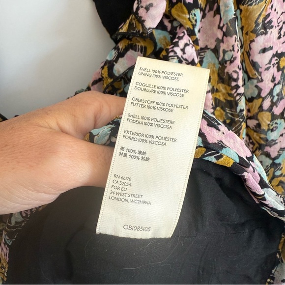 FREE PEOPLE Mabel Floral Printed Blouse Black Top M Medium - Picture 7 of 9